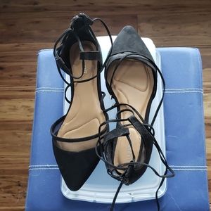 Lane Bryant Black Suede Flats